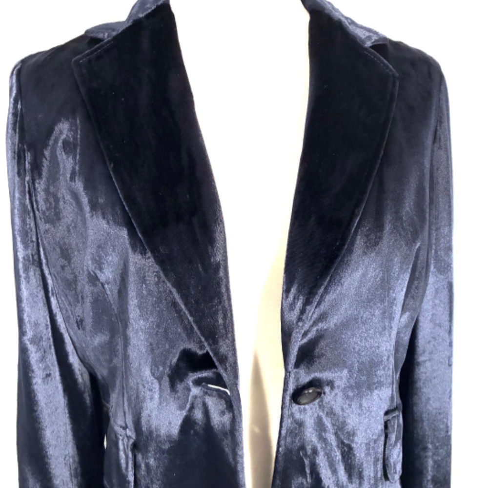 Dark Blue Velveteen Blazer, Banana Republic, Silk Lined, Size 8, Pockets